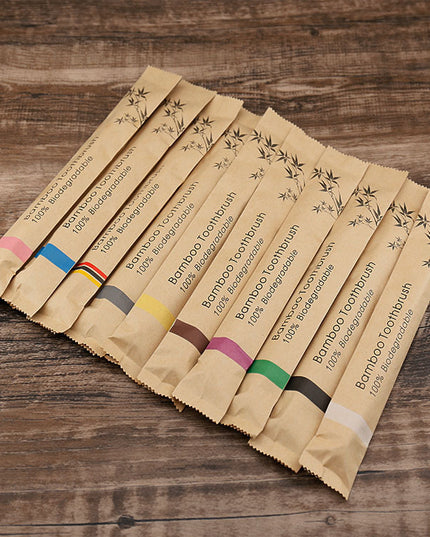 Flat Bamboo Toothbrush Kraft Paper Bag Toothbrush