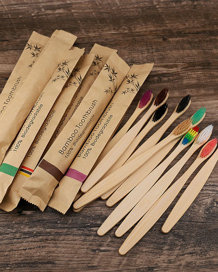 Flat Bamboo Toothbrush Kraft Paper Bag Toothbrush