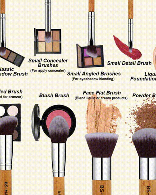 11Pcs Bamboo Makeup Brush Set, Synthetic Kabuki Makeup Brush Set With Storage Bag And Makeup Sponge, USPS Shipping