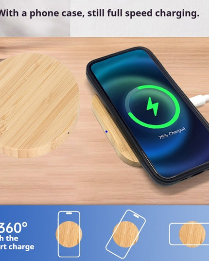 Bamboo Vertical Wireless Charging, Home, Office, Travel Universal, Dual-coil Design, Horizontal And Vertical Screen Can Be Charged, Compatible With All Kinds Of Wireless Charging Equipment