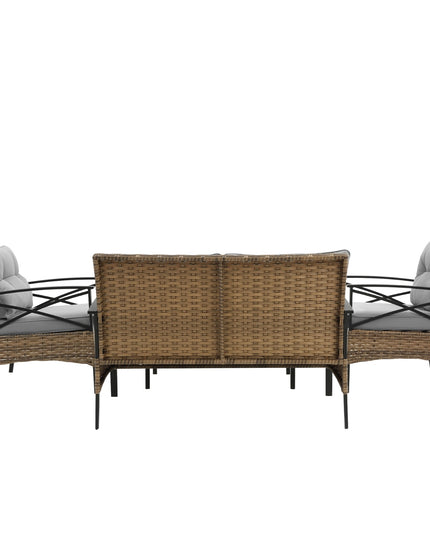 Patio 4Piece Sectional Sofa Set   KD Rattan Wicker Outdoor Garden Furniture