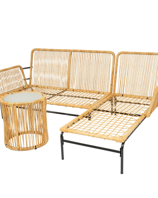 3-Pc Outdoor Patio Wicker Furniture Set Table Chairs With 3.15 Thick Cushion