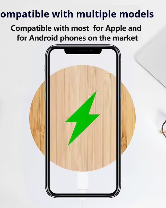 Bamboo Vertical Wireless Charging, Home, Office, Travel Universal, Dual-coil Design, Horizontal And Vertical Screen Can Be Charged, Compatible With All Kinds Of Wireless Charging Equipment