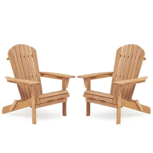 Wooden Outdoor Folding Adirondack Chair 2 Piece Set Of Wooden Lounge Patio Chairs