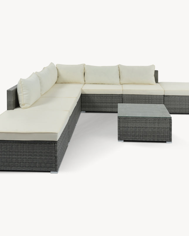 8-Pc Outdoor Patio Furniture Set, Garden Wicker Sofa, Single Sofa Combinable