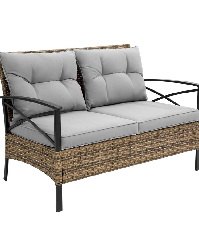 Patio 4Piece Sectional Sofa Set   KD Rattan Wicker Outdoor Garden Furniture