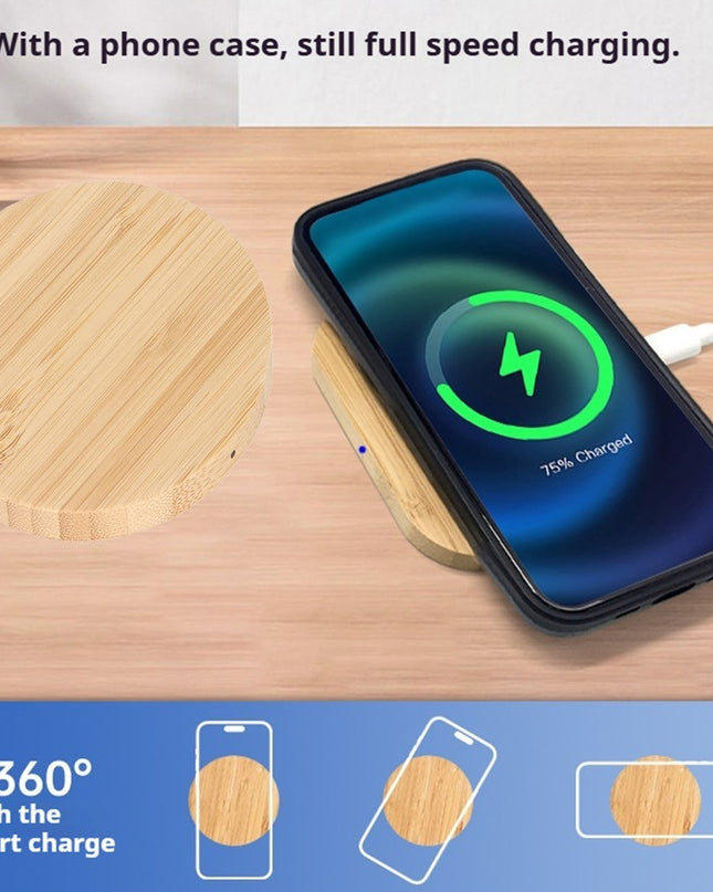 Bamboo Vertical Wireless Charging, Home, Office, Travel Universal, Dual-coil Design, Horizontal And Vertical Screen Can Be Charged, Compatible With All Kinds Of Wireless Charging Equipment