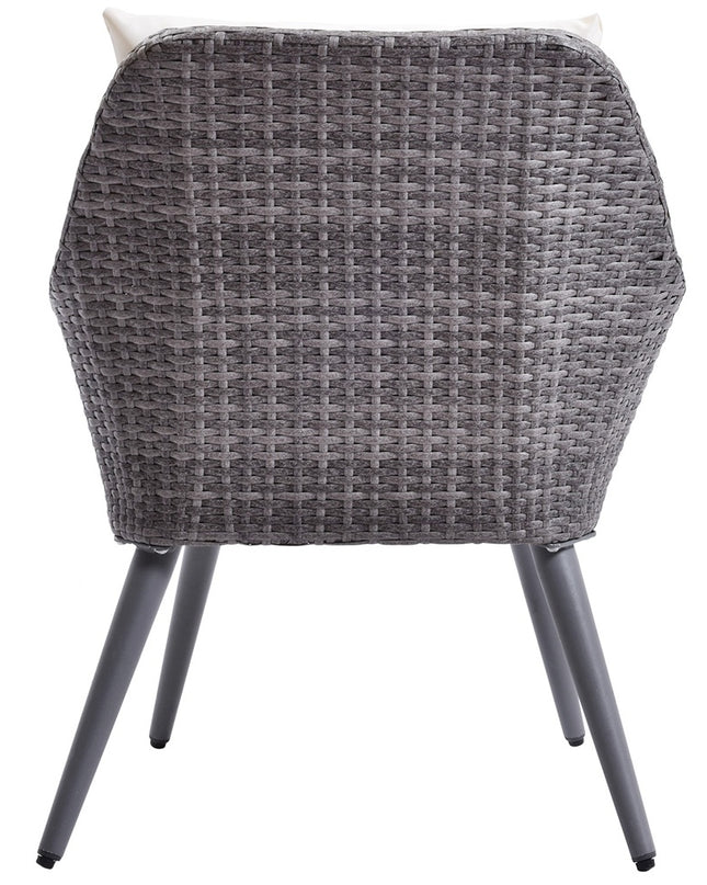 Outdoor Wicker Dining Chair PE Rattan Accent Chair with Beige Cushion Patio Garden Furniture